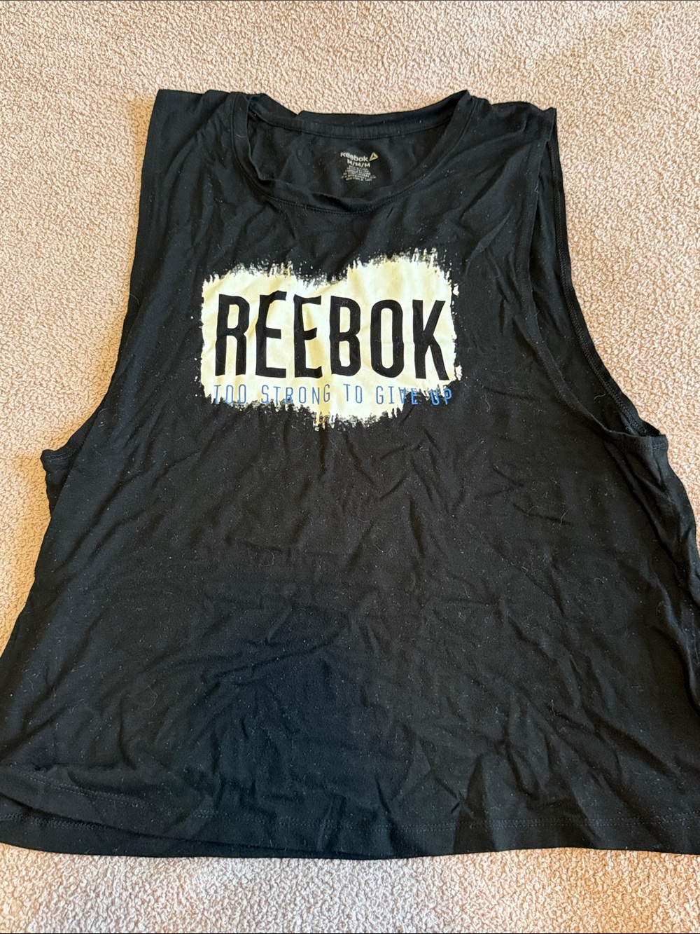 Reebok Black Women's Graphic Muscle Tee with Yellow Accent